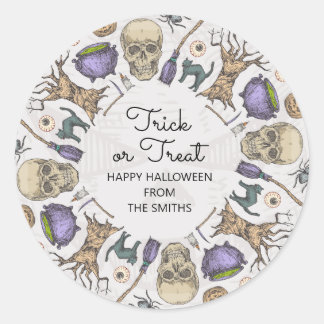 Rond Trick ou traiter Halloween Favoriser le Sticker de