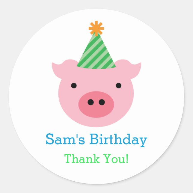 Rond Trois Petits Cochons Favorisent Sticker (Devant)