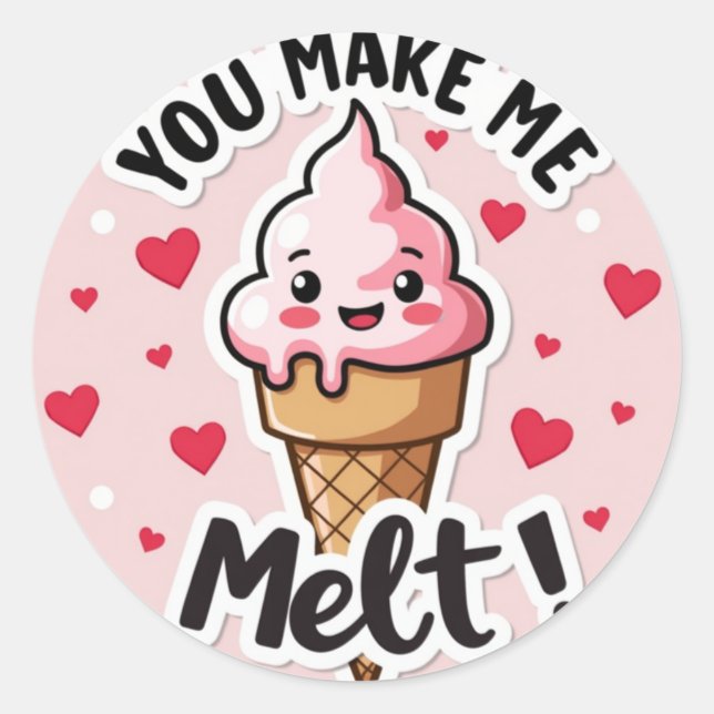 Rond 'Tu Me Fais Fondre ! ' Sticker Valentine’s à la cr (Devant)