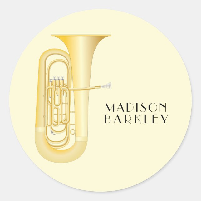 Rond Tuba Musician Band Enseignant Oval Sticker (Devant)