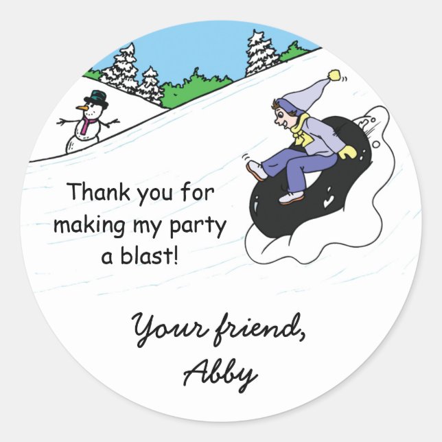 Rond Tubes à neige Anniversaire Fête Favoriser Sticker  (Devant)