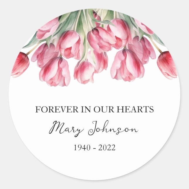 Rond Tulip Memorial Funeral Classic Round Sticker (Devant)