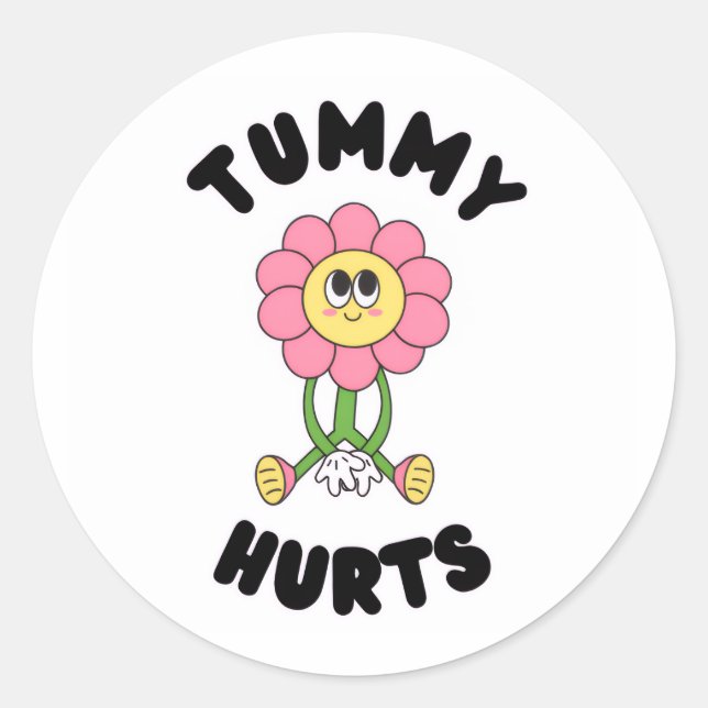 Rond 'Tummy Hurts' Cute Funny Health Awareness Sticker (Devant)