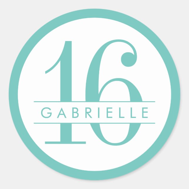 Rond Turquoise Moderne Anniversaire Favoriser Sticker É (Devant)