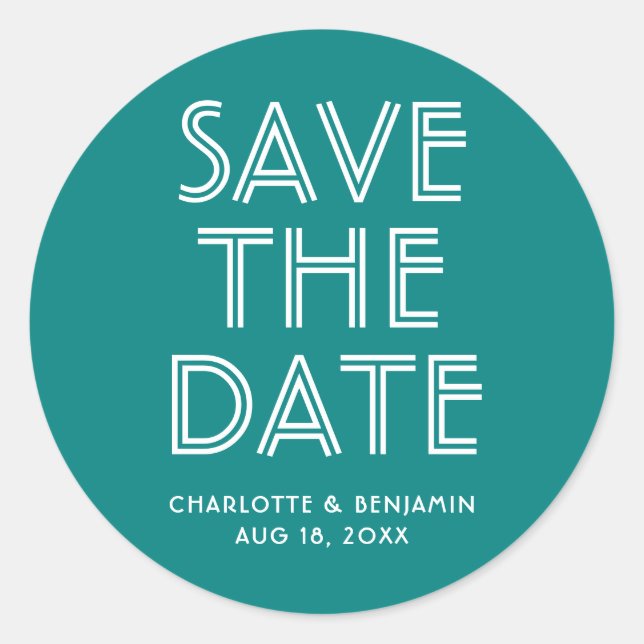 Rond Turquoise Moderne Enregistrer Le Sticker Date (Devant)