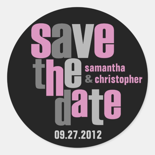 Rond Type Moderne Enregistrer Le Sticker Date (Devant)