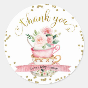 Rond Un bébé brasse un Baby shower de Tea Party Sticker