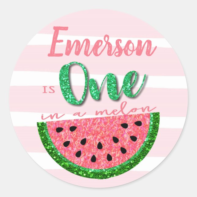 Rond Un dans un melon, Sticker Watermelon, Étiquette, T (Devant)