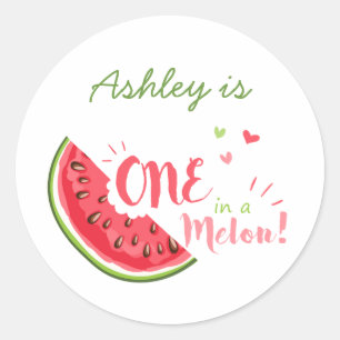 Rond Un dans un melon Watermelon Tags Enveloppe Sticker