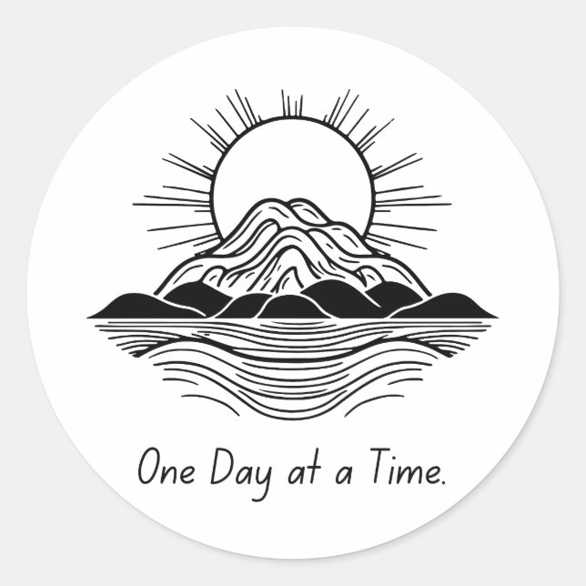 Rond Un jour à la fois - Sticker motivationnel (Devant)