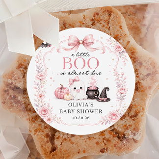 Rond Un petit Boo est presque dû Sticker pour Baby Show