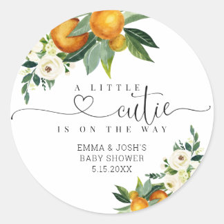 Rond Un Petit Cutie Est En Chemin Sticker Baby shower