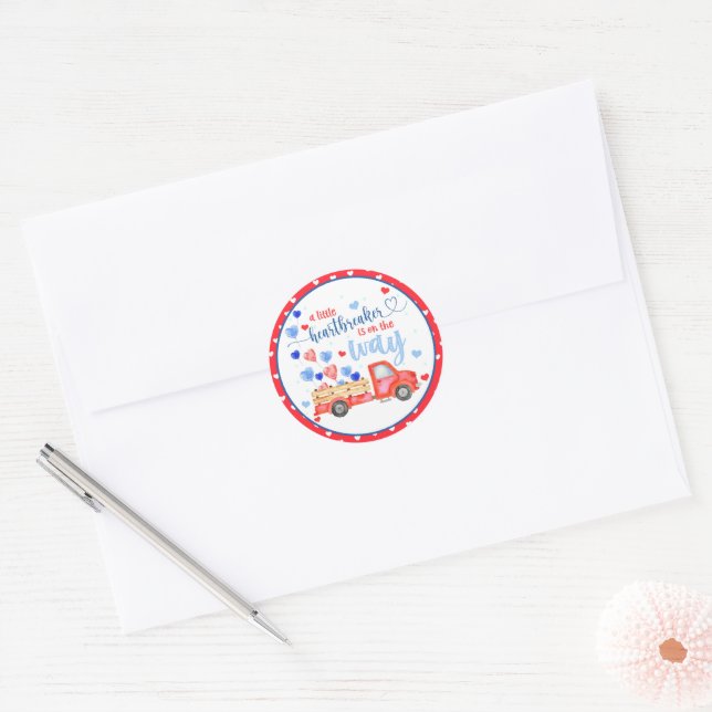 Rond Un petit sticker Baby shower de briseur de coeur (Enveloppe)