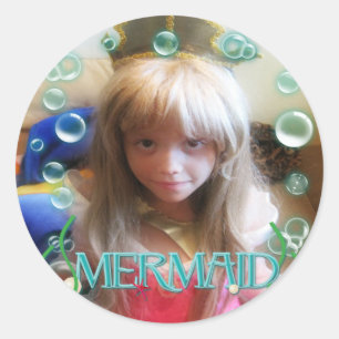 Rond Un peu MERMAID Sea Personnalisé VOTRE Sticker PHOT