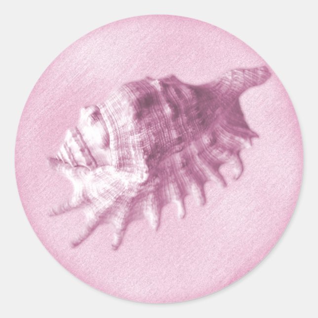 Rond Un Sticker De Coquillage De Mariage De Plage (Rose (Devant)