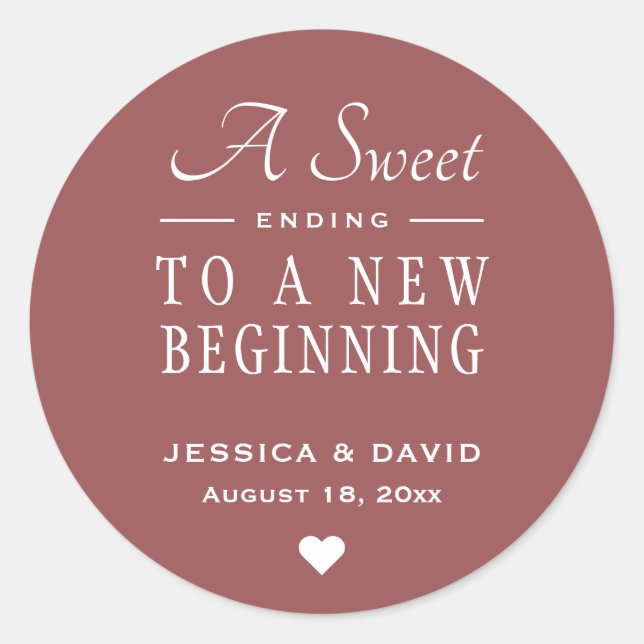 Rond Un Sticker De Faveur Mariage Marsala Sweet Termina (Devant)