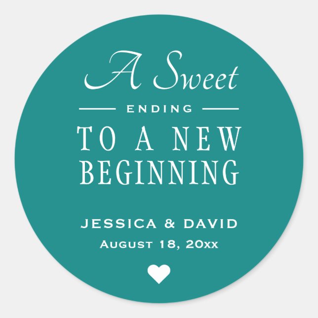 Rond Un Sticker De Faveur Mariage Turquoise Terminant D (Devant)