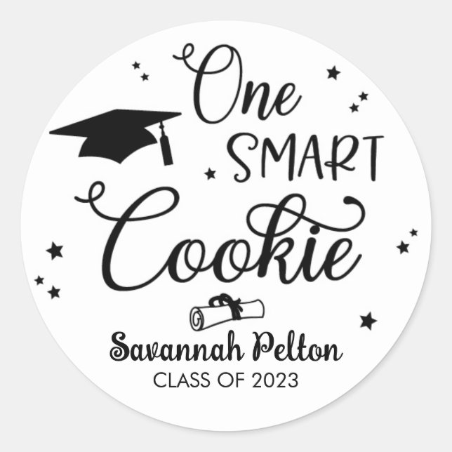 Rond Un Sticker Smart Cook Graduation Favoriser (Devant)