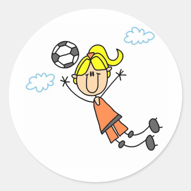 Rond Une Fille De Football Pose Un Sticker (Devant)
