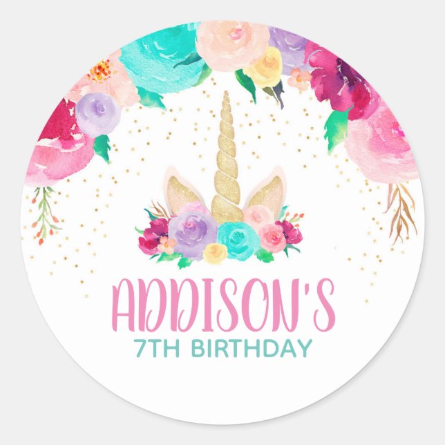 Rond Unicorn Dreams Anniversaire Fête Favoriser Sticker (Devant)