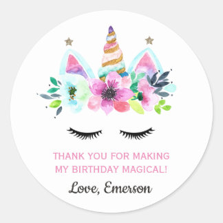 Rond Unicorn Favor Sticker - Unicorn party - faveurs