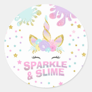 Rond Unicorn Slime Party Favoriser Tag Sticker Slime Pa