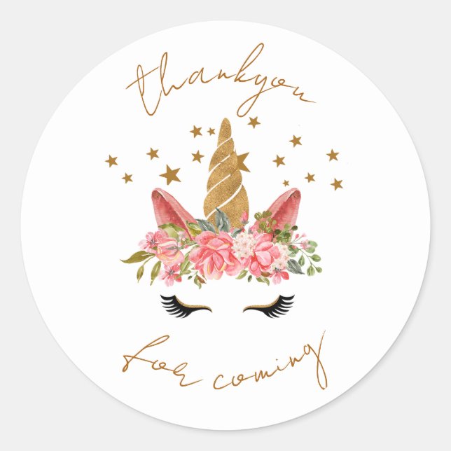 Rond Unicorn Star Party Thankyou Sticker (Devant)