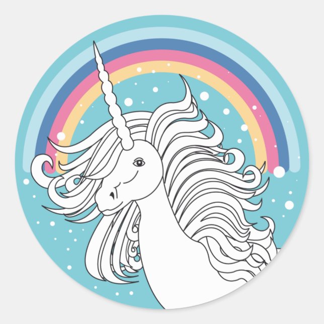 ROND UNICORN STICKER BLEU (Devant)