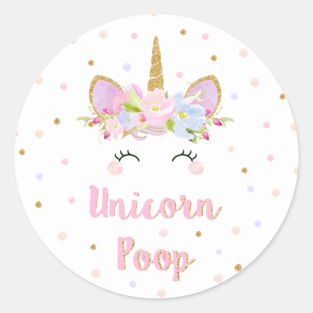 Rond Unicorn Sticker Poop Anniversaire Fête Favoriser l (Devant)