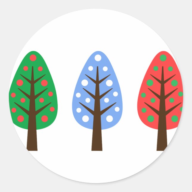 Rond Unique sapin de Noël vert bleu rouge Sticker (Devant)