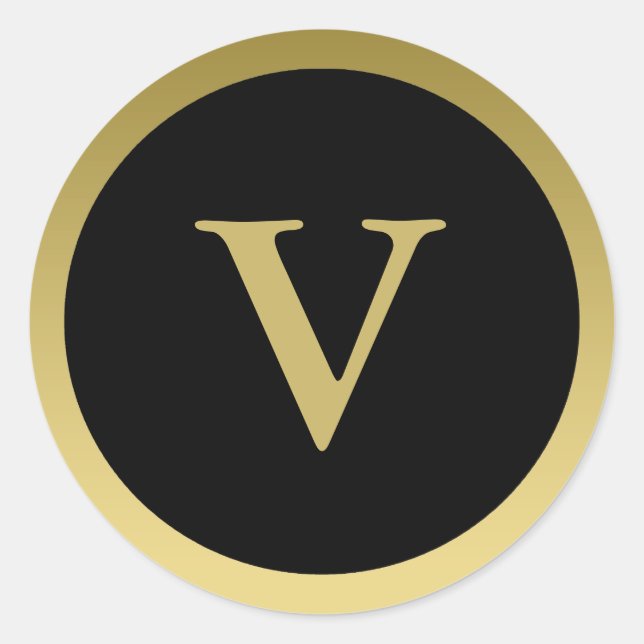 Rond V :: Monogram V Elegant Gold et Black Sticker (Devant)