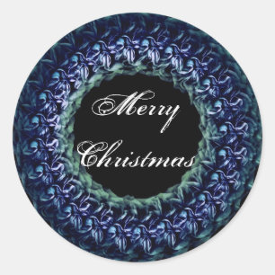Rond VACANCES BLEU Rose Wreath - Sticker de Noël