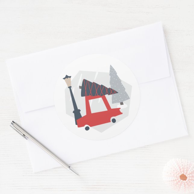 Rond Vacances en ville Sticker de Noël (Enveloppe)