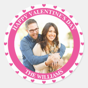 Rond Valentines Day Blanc et Rose Un Sticker photo