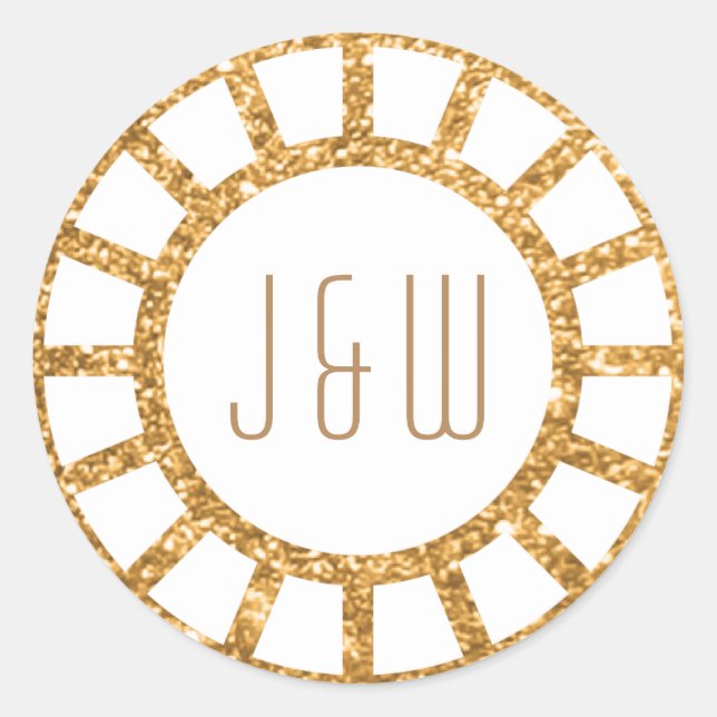 Rond Ventilateur Gold Art Déco Gatsby Monogram Sticker  (Devant)