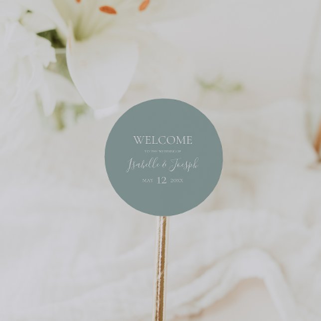 Rond Vert sage | Mariage Welcome Classic Round Sticker (Créateur téléchargé)