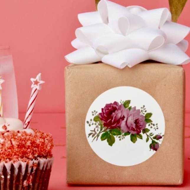 Rond Vintage Cabbage Rose Elegance Sticker (Créateur téléchargé)