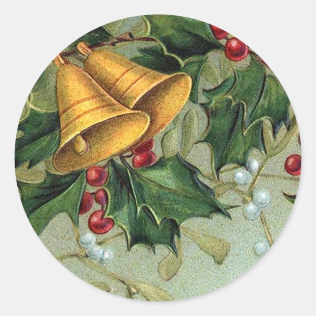 Rond Vintage Christmas Holly Berries - Sticker (Devant)