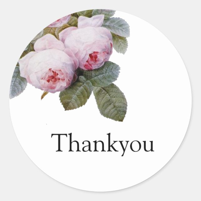 Rond Vintage rose mariage merci Sticker (Devant)