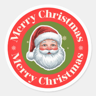 Rond Vintage Santa Merry Christmas Sticker