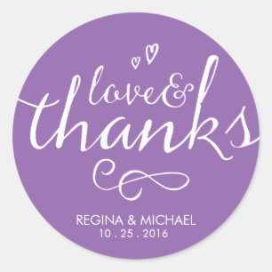 Rond Violet Script mariage Favor Merci Sticker