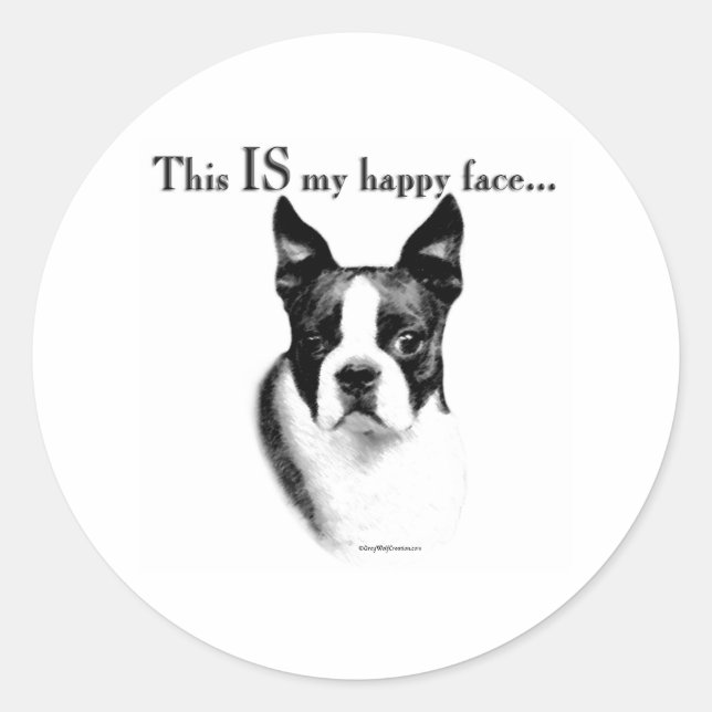 Rond Visage heureux de Boston Terrier - Sticker (Devant)