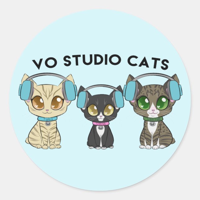 Rond VO Studio Chats Sticker Classic Round (Devant)