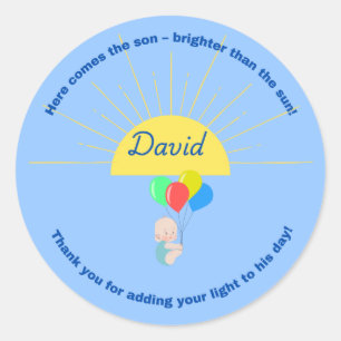 Rond Voici le fils - Sticker Baby shower pour garçon