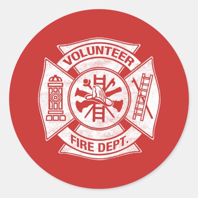 Rond Volontaire Pompier Sticker Rouge (Devant)