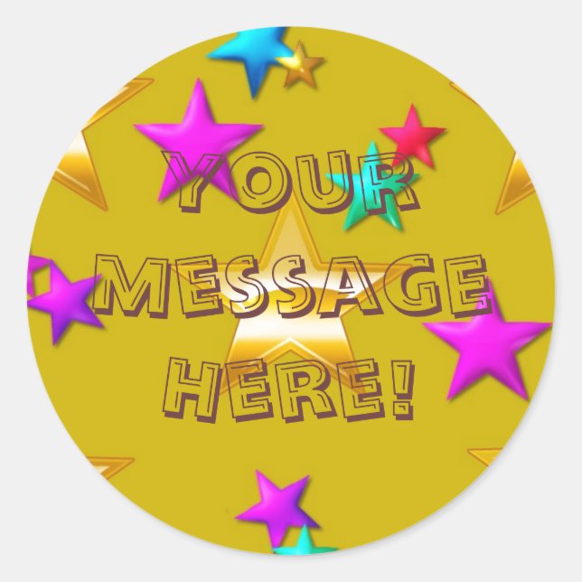 Rond Votre Sticker Gold Star Message (Devant)