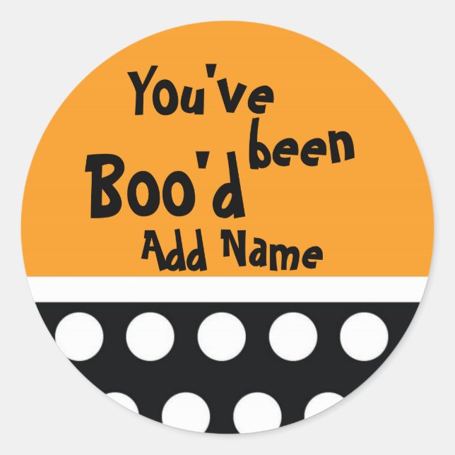 Rond Vous avez été Boo'd Treat Bag Sticker (Devant)