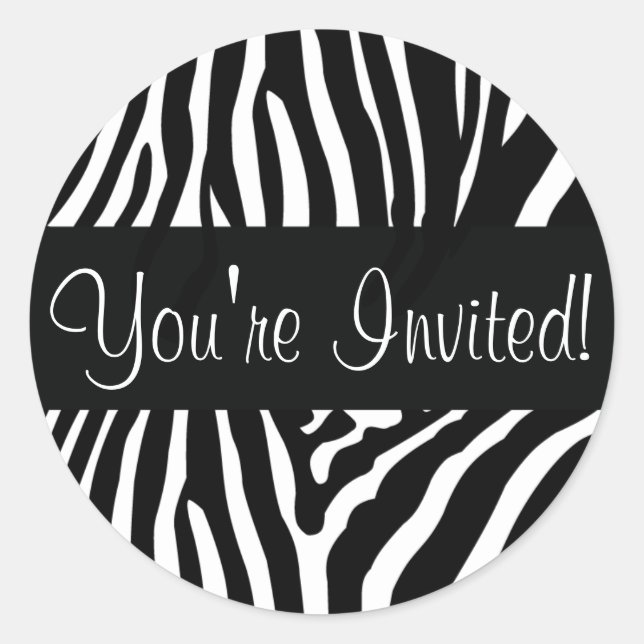Rond Vous êtes Invité Sticker Enveloppe Zebra (Devant)