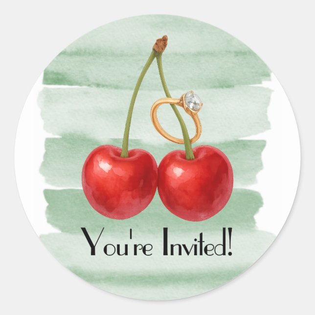 Rond Vous êtes Invited Cherries - Envelope Sticker (Devant)