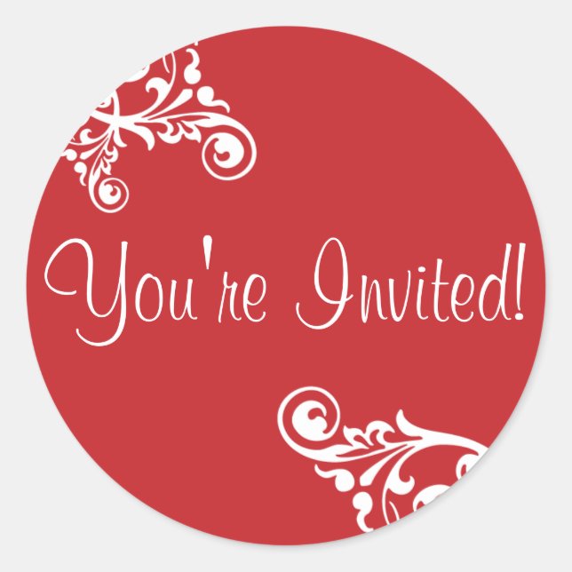 Rond Vous êtes Invited Flourish Envelope Sticker Seal (Devant)